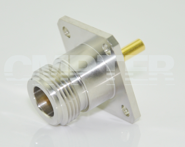 N Female Connector 4 Hole Flange with Coaxial End
