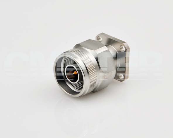 N Male Connector 4 Hole Flange, Metal Through the Wall Connector