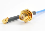 SSMP Right Angle Female to SMA Waterproof Bulkhead Female for .047 FEP Cable