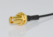 MCX Bulkhead Female to U.FL/MHF Right Angle Plug MIC1.37 Cable Assembly, 180mm