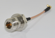 N Waterproof Bulkhead Female to MMCX Right Angle Male RG316 Cable Assembly, 70mm