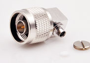N Male Right Angle Connector Solder RG402 .141 Cable, DC to 18GHz.