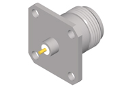 N Female Connector 4 Hole Flange, Metal Through the Wall, DC to 18GHz.