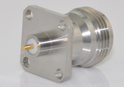 N Female Connector 4 Hole Flange, Metal Through the Wall, DC to 18GHz.