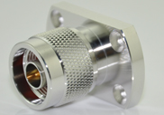 N Male Connector with 4 Hole Flange Connector