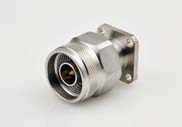 N Male Connector 4 Hole Flange, Metal Through the Wall, DC to 18GHz.