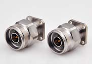 N Male Connector 4 Hole Flange, Metal Through the Wall, DC to 18GHz.
