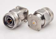 N Male Connector 4 Hole Flange With Tab, DC to 18GHz.