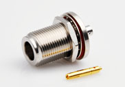 N Waterproof Bulkhead Female Connectors Solder for RG402 .141 Cable, DC to 6GHz.