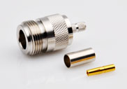 N Female Connectors Crimp for RG142/RG223/RG400 Cable, DC to 6GHz.