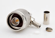 N Right Angle Male Connector Crimp for LMR195 & RG58 Cable, DC to 6GHz. 