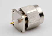 N Male Connector 4 Hole Flange with Coaxial End, DC to 3GHz