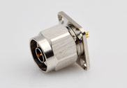 N Male Connector 4 Hole Flange with Solder Cup, DC to 6GHz.