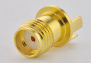 SMA Female PCB Mount Connector, DC to 27GHz.
