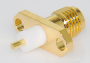 SMA Female Insulator Through the Wall with Coaxial End, 2 Hole Flange