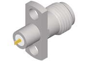 SMA Female Connector 2 Hole Flange, Metal Through the Wall, DC to 27GHz.