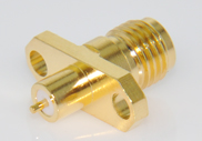 SMA Female Metal Through the Wall with Coaxial End, 2 Hole Flange 