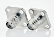 SMA Female Connector 4 Hole Flange, Insulator Through the Wall, DC to 27GHz.