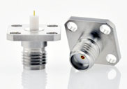 SMA Female Connector 4 Hole Flange, Insulator Through the Wall, DC to 27GHz.
