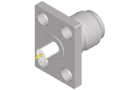 SMA Female Connector 4 Hole Flange, Insulator Through the Wall, DC to 27GHz.