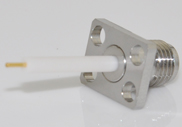 SMA Female Connector 4 Hole Flange, Insulator Through the Wall, DC to 40GHz.