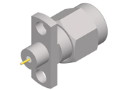 SMA Male Connector 2 Hole Flange, Metal Through the Wall, DC to 27GHz.