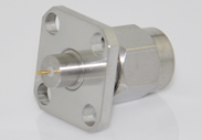 SMA Male Connector 4 Hole Flange, Metal Through the Wall, DC to 27GHz.