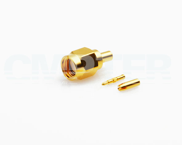 SMA Male Solder for Mini Coaxial 1.32mm Cable Connectors, DC to 6GHz.