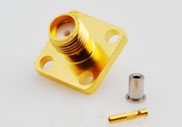 SMA 4Hole Flange Female Connectors Solder for Mini Coaxial 1.13mm Cable