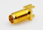 SMA Bulkhead Female for 1.07 [.042] Thickness PCB Board, Edge Mount Connectors, DC to 6GHz