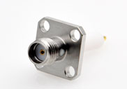 SMA 4 Hole Flange Mount Female Connectors with Coaxial End, DC to 18GHz.