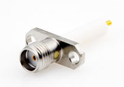 SMA Female with Coaxial End Connector, 2 Hole Flange Mount, DC to 18GHz.