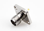 SMA Female with Solder Cup Connector, 4 Hole Flange Mount, DC to 18GHz