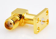 SMA Right Angle Female Connector 4 Hole Flange Mount, DC to 6GHz