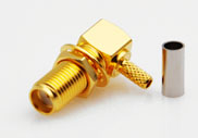 SMA Right Angle Bulkhead Female Connector Crimp for RG174/RG316/LMR100 Cable, DC to 6GHz.5