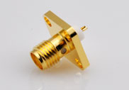 SMA Female with Solder Cup Connectors, 4 Hole Flange Mount, DC to 18GHz.