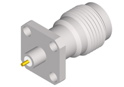 TNCA Female Connector 4 Hole Flange, Metal Through the Wall, DC to 18GHz.